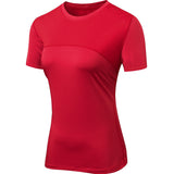 Women&#039;s PRO sports running fitness yoga tight T-shirt sweat-wicking quick-drying mesh stitching elastic short sleeves