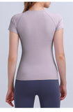 Women's spring and summer tight yoga short sleeves slim quick drying breathable sports top outdoor running gym clothes