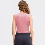 Women's fitness vest round neck breathable sports running top quick drying elastic slim yoga vest 02116