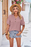 European and American foreign trade women's summer new V-neck rolled-edge short-sleeved button top loose casual T-shirt