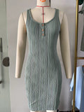 Summer New Solid Round Neck Button Sleeveless Tank Top Dress