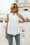 Cross-border European and American women&#039;s Amazon spring and summer new solid color shirt loose V-neck sleeveless lace top