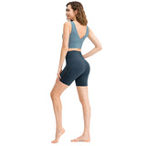 Ladies nude yoga pants brocade double-sided sanding fitness pants running training high waist tight shorts.