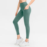 Women's Nude Yoga Pants High Waist Hip Lift Pocket Skinny Sweatpants High Stretch Quick Dry Gym Pants 02336