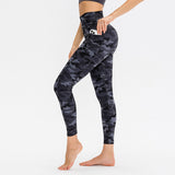 Women's printed yoga pants with pockets, high waist and buttocks lifting tight sports pants, high elasticity and quick drying fitness pants