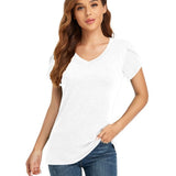 European and American women's clothing, Amazon women's solid color V-neck short sleeved T-shirts, foreign trade women's clothing tops