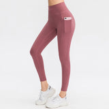 Women's Nude Yoga Pants High Waist Hip Lift Pocket Skinny Sweatpants High Stretch Quick Dry Gym Pants 02336