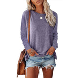 Autumn and winter women&#039;s round neck plus size long sleeve casual loose top bottoming T-shirt